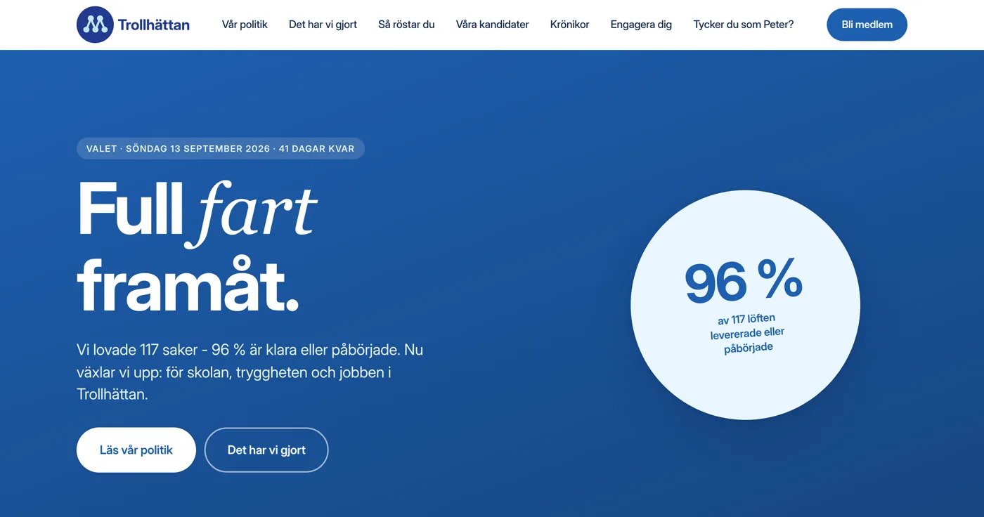 The Nystarten campaign site homepage